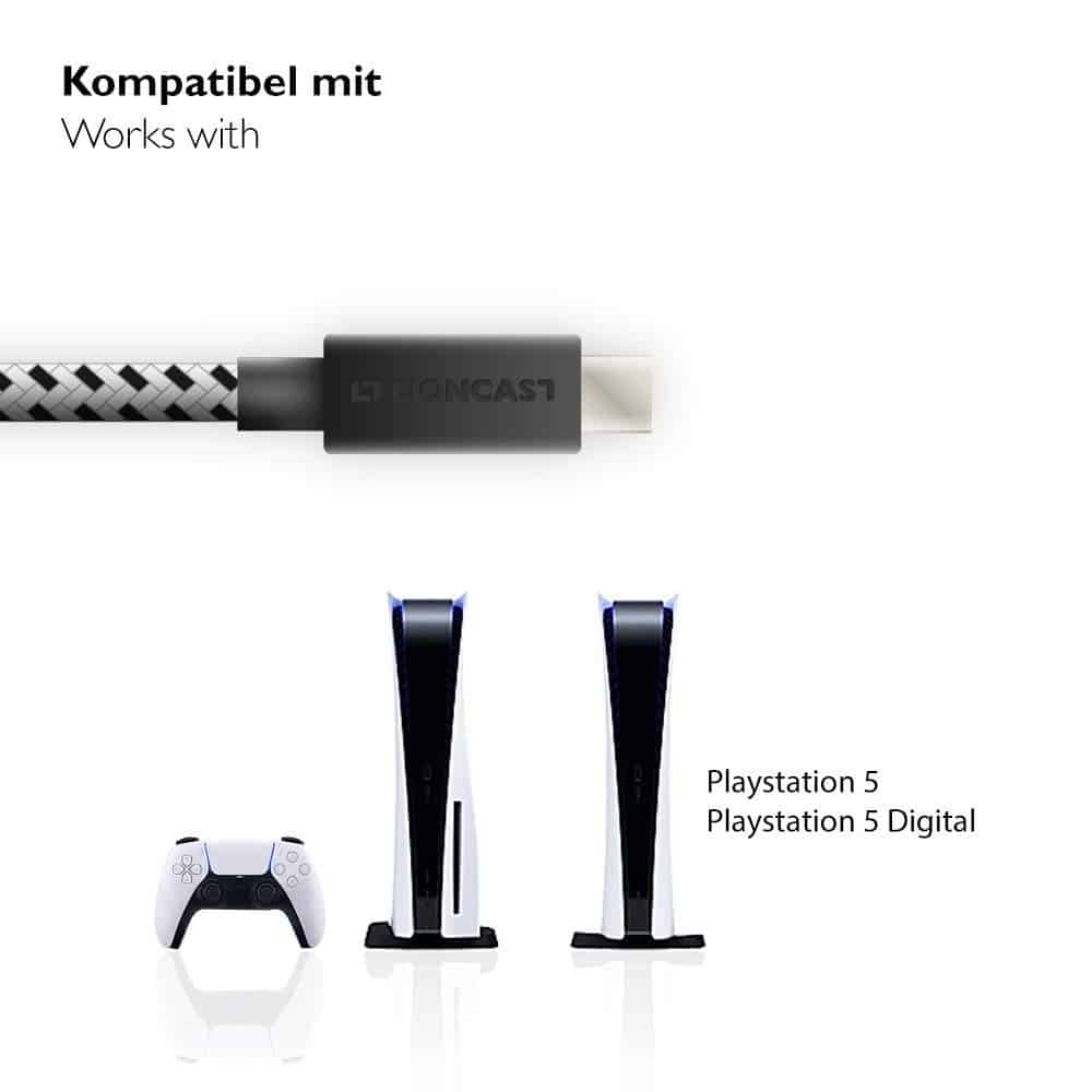 Lioncast PS5 Ladekabel 4m – 2er Set