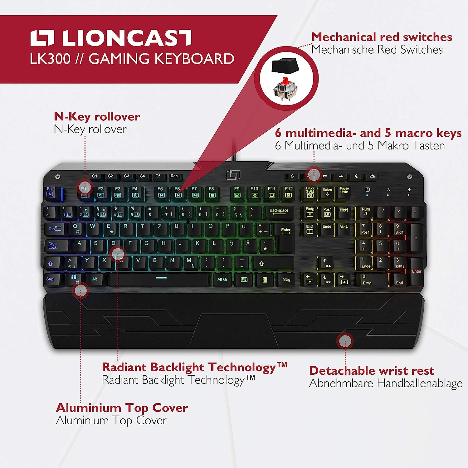 Lioncast LK300 RGB Gaming Tastatur
