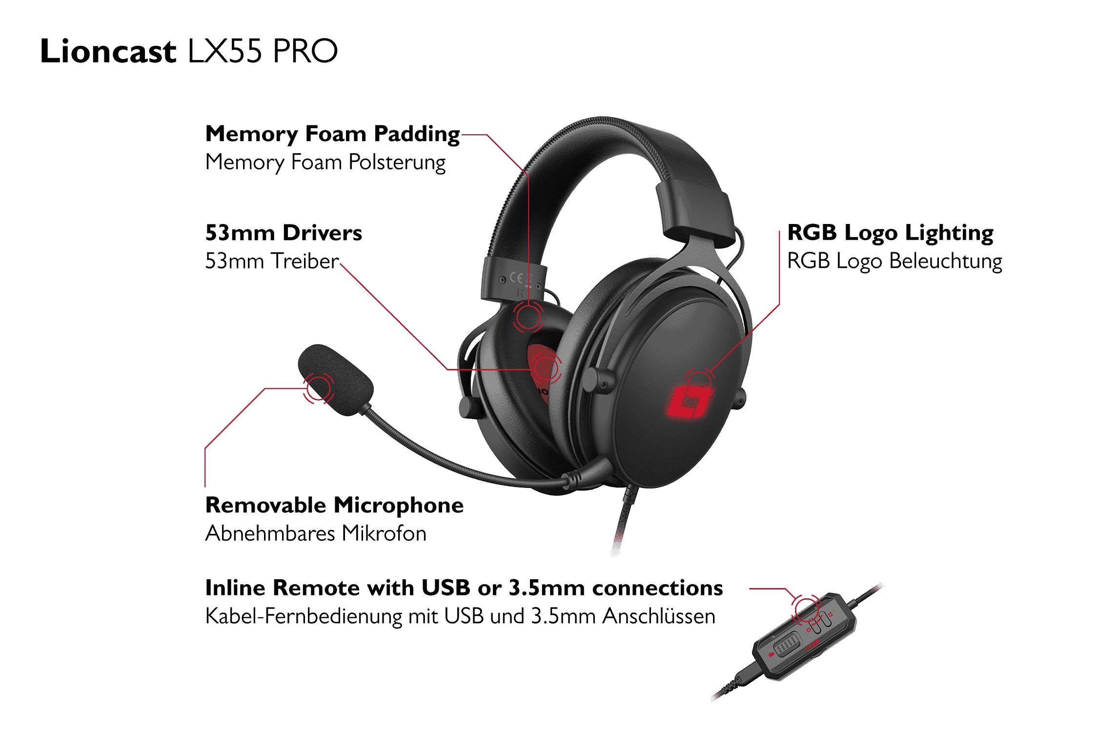 Lioncast LX55 Pro Gaming Headset - B-Ware