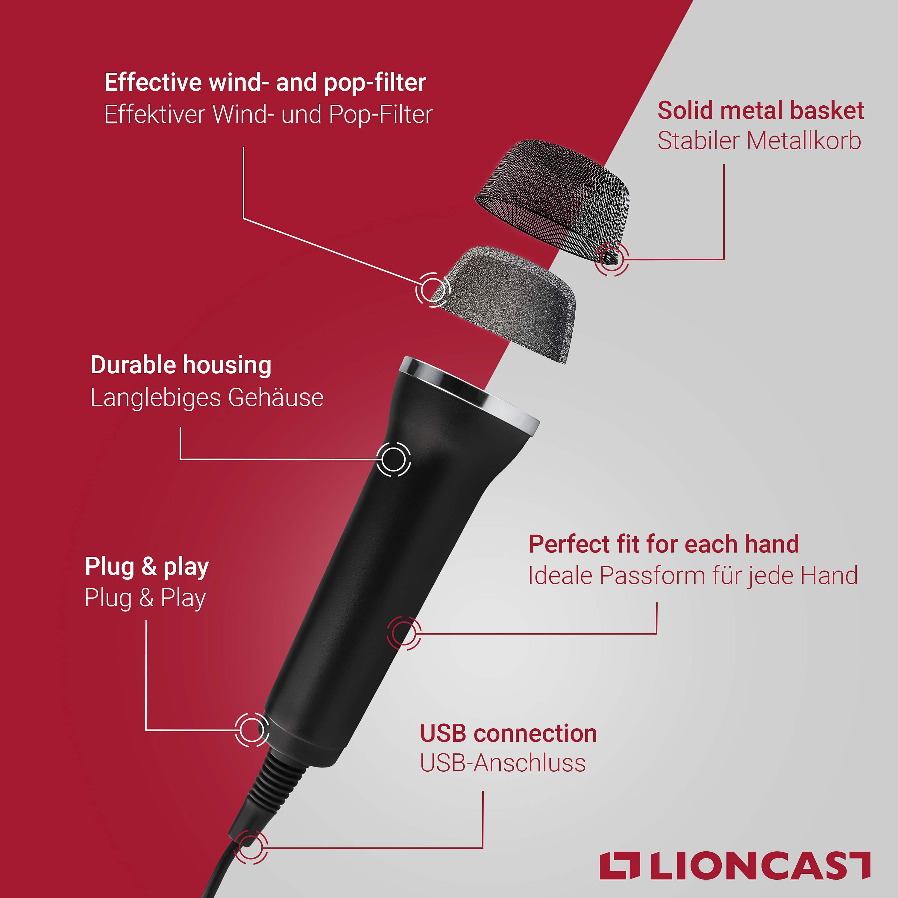 Lioncast Mikrofon für Karaoke (2er Set)