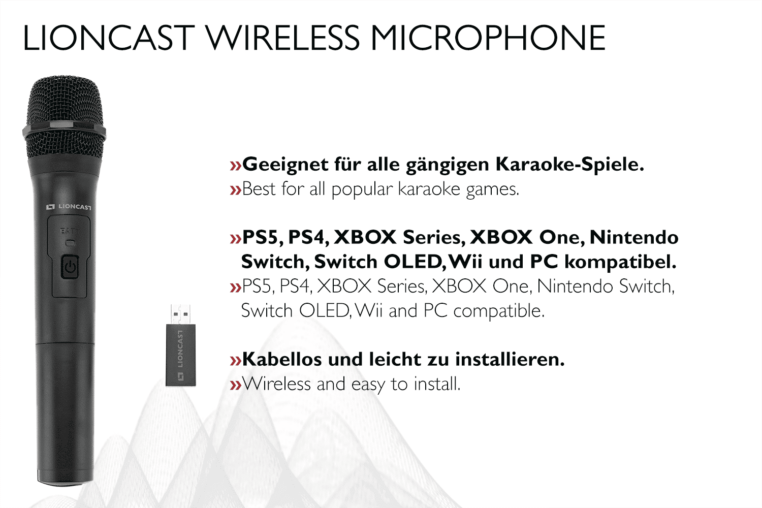 Lioncast Wireless Mikrofon für Karaoke