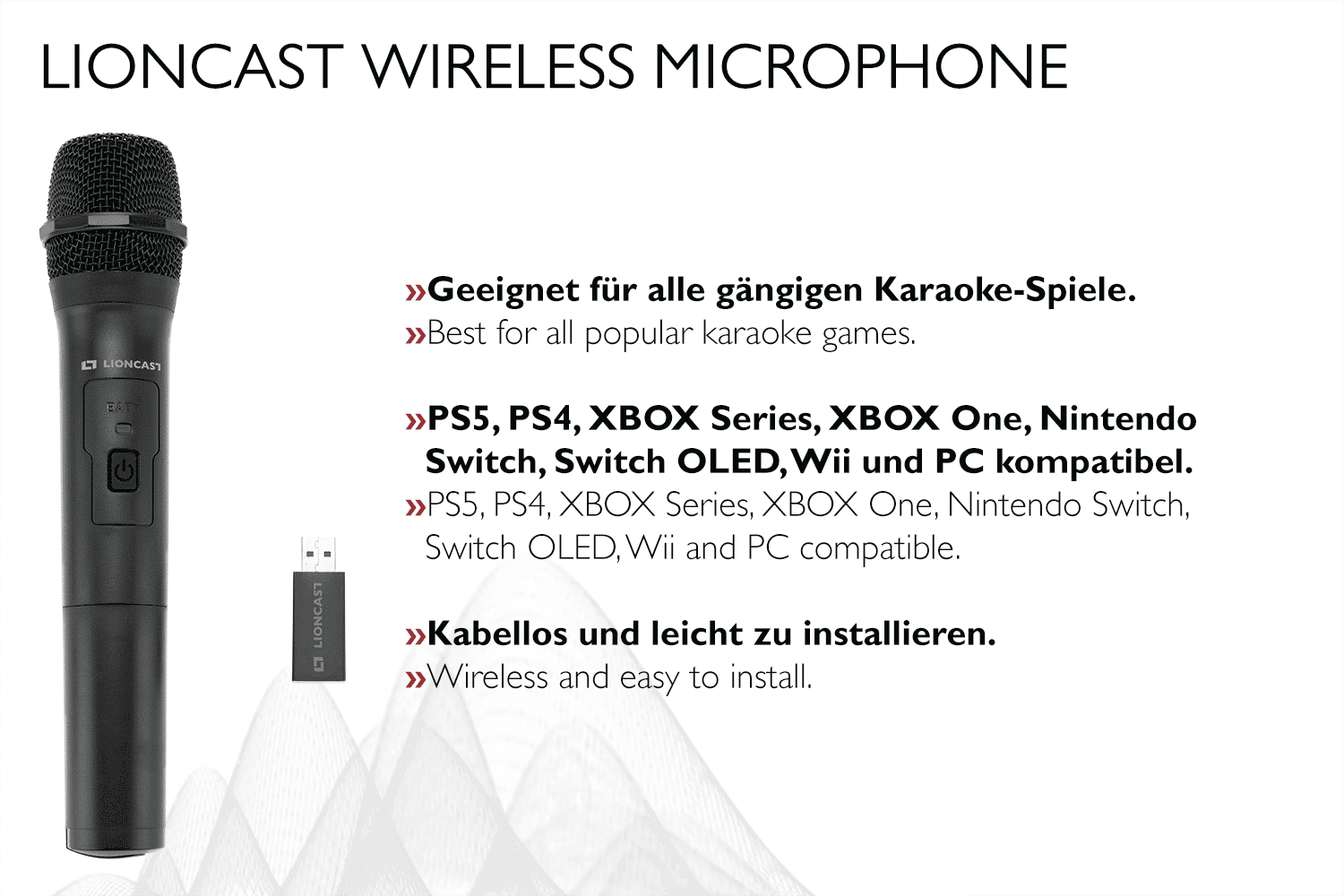Lioncast Wireless Mikrofon für Karaoke (2er Set) - B-Ware