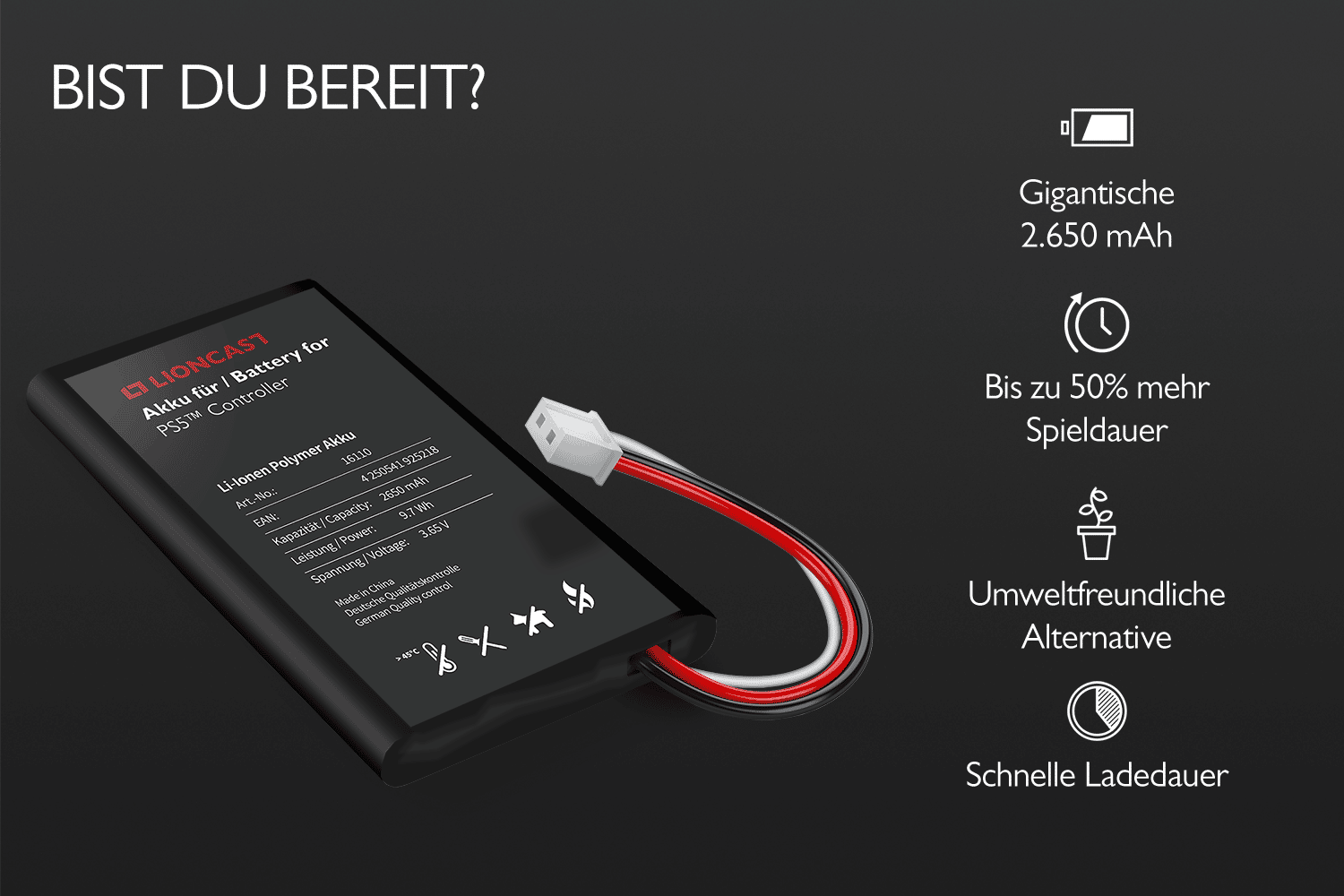 Lioncast Akku für PS5 Controller