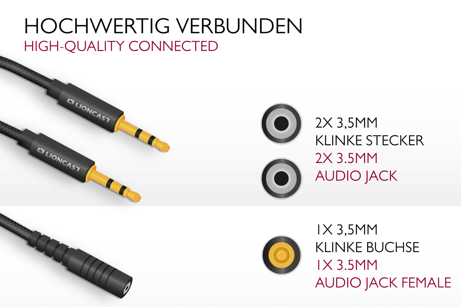 Lioncast Headset Mikrofon Y-Adapter