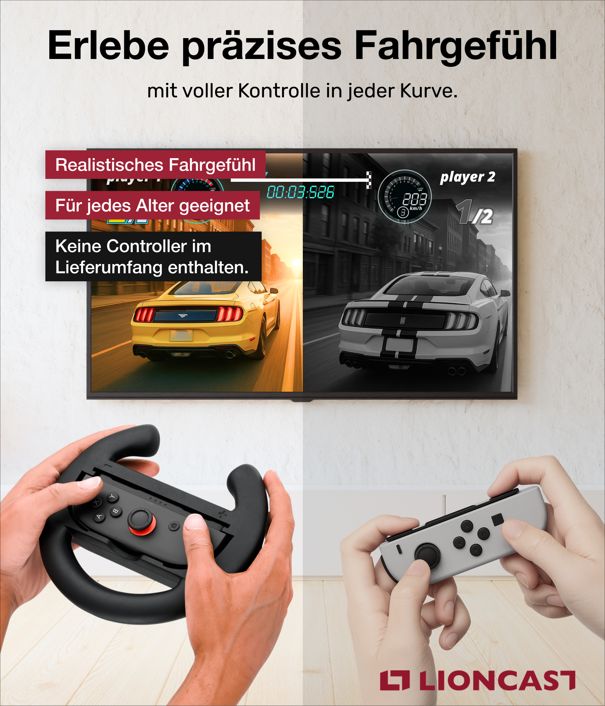 Lioncast Lenkrad für Nintendo Switch 1&2