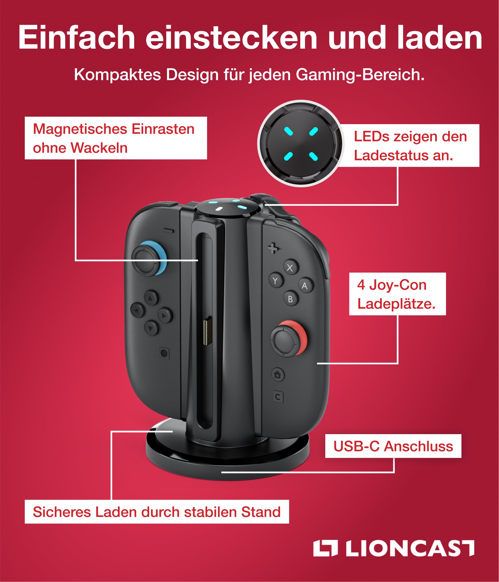 Lioncast Joy-Con Charger Nintendo Switch 2