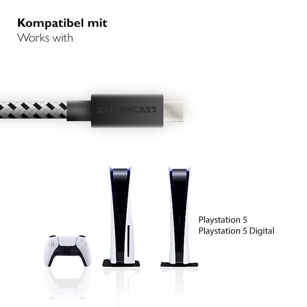 Lioncast PS5 Ladekabel 4m –  USB C zu USB C