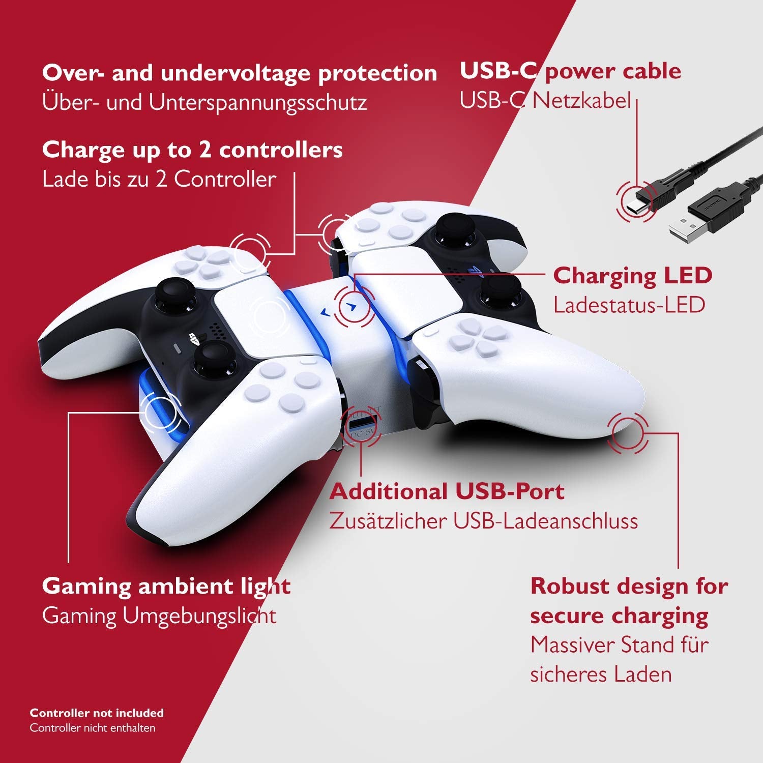 Lioncast Station de Charge pour Manette - Station de Charge avec Support  pour Casque Audio - Lumière LED - Compatible Manette Dualsense PS5 &  Console Playstation 5 - Accessoire PS5 & Gaming : : Jeux vidéo