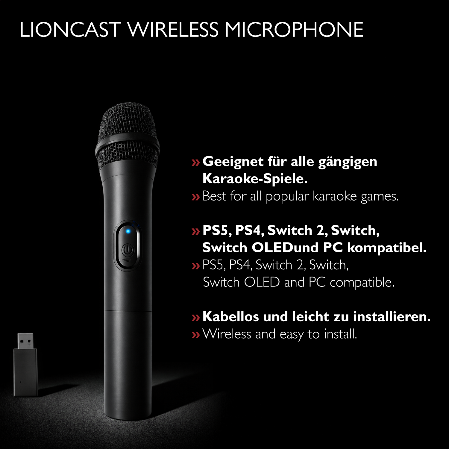 Lioncast Wireless Mikrofon für Karaoke (Doppelpack)