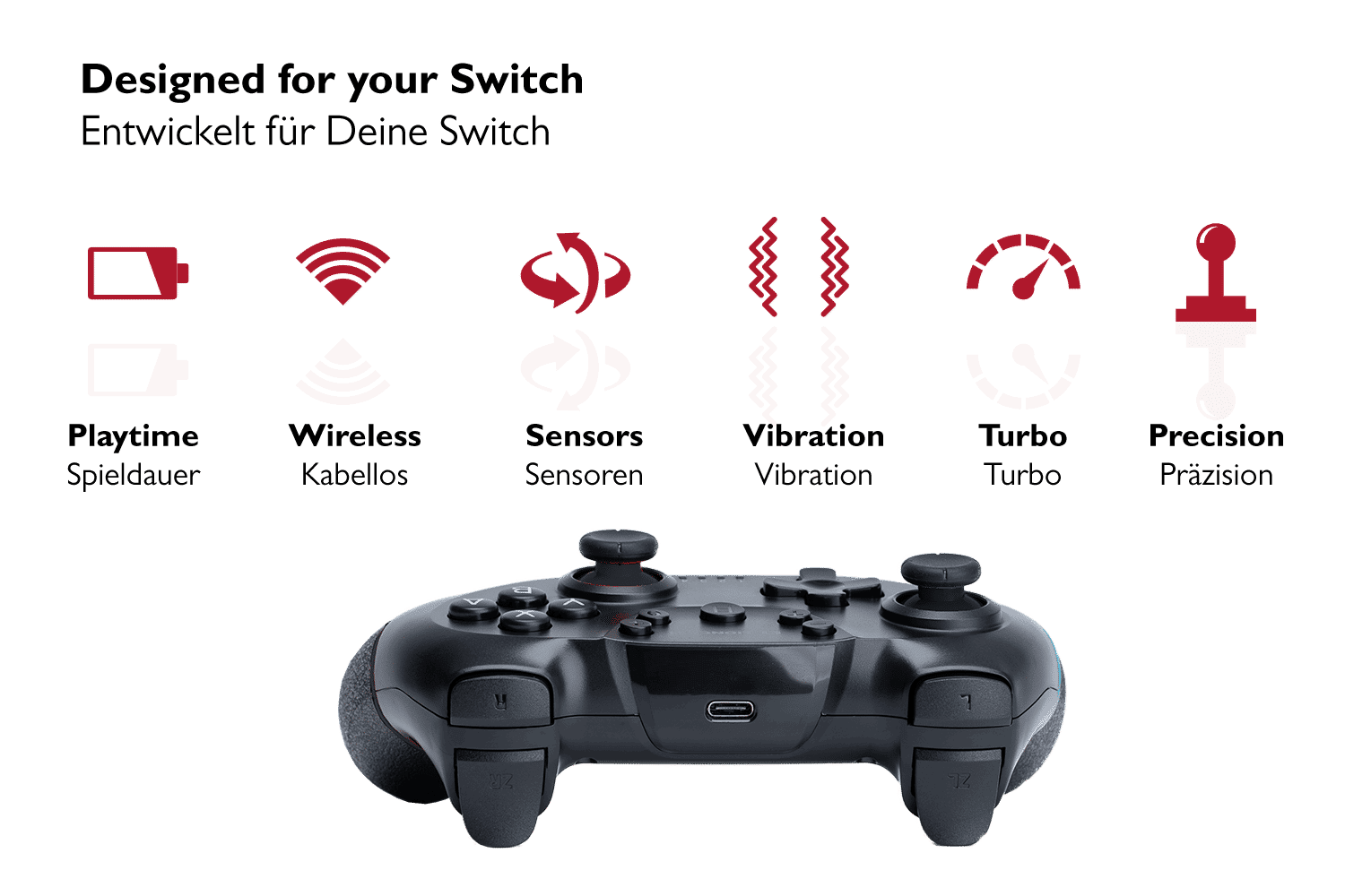 Lioncast Wireless Controller für Nintendo Switch Black - B-Ware